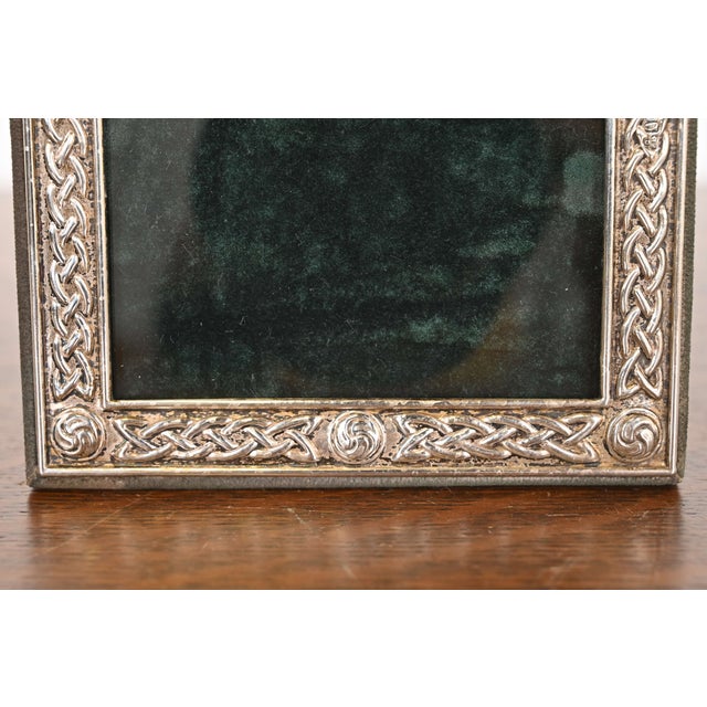 Metal Tiffany & Co. Style Celtic Knot Sterling Silver Picture Frame For Sale - Image 7 of 12