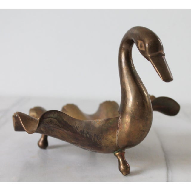Vintage Footed Brass Swan Soap or Trinket Dish For Sale - Image 4 of 11