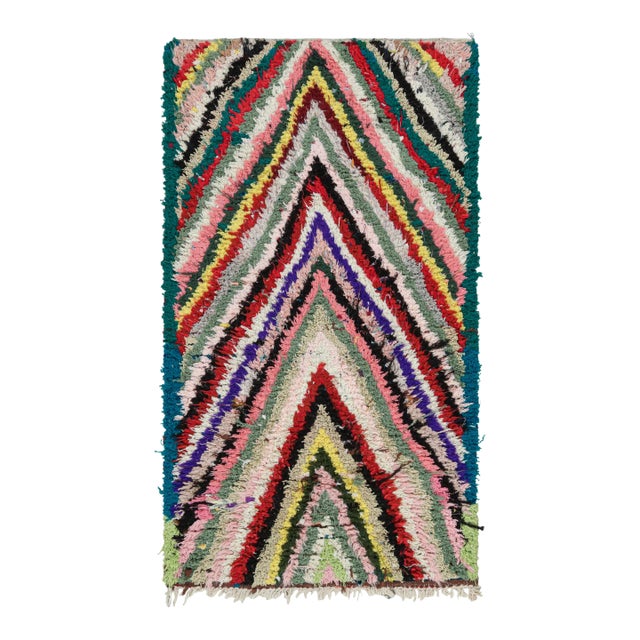Vintage Moroccan Rug With Polychromatic Chevron Patterns, From Rug & Kilim For Sale