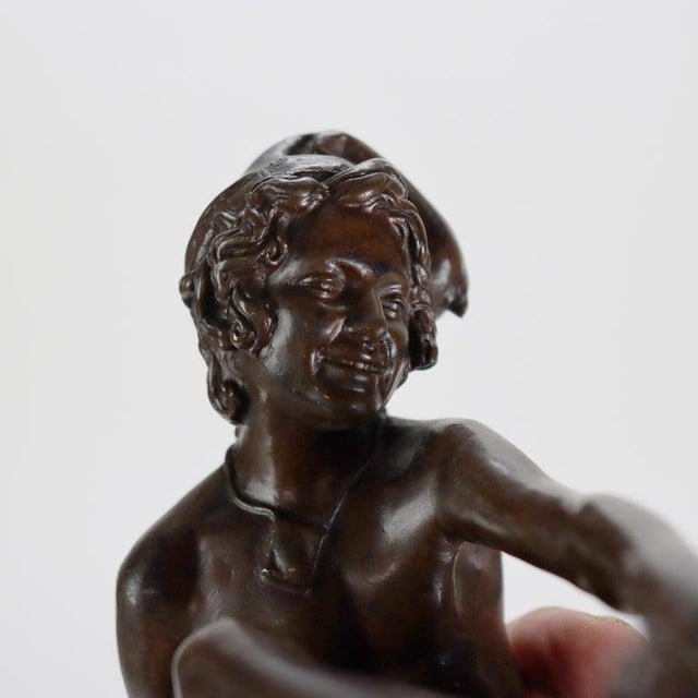 Metal Antique French Barbedenne Fondeur Bronze Figure “Neopolitan Fisherboy” C1890 For Sale - Image 7 of 10