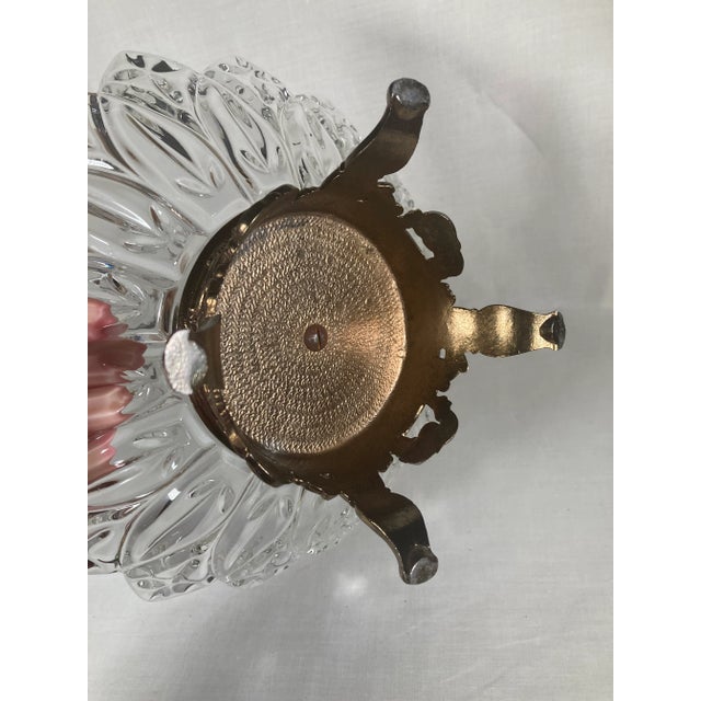 1950s Federal Glass Two-Tiered Serving Candy Dish With Brass Base For Sale - Image 10 of 12