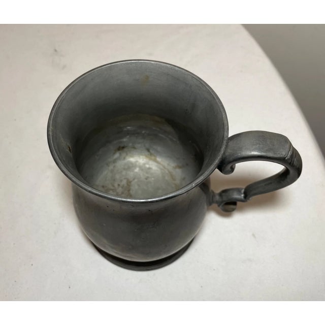Gray Rare Antique 18th Century 1700's Handmade Pewter Beer Mug Stein Touch Mark Early For Sale - Image 8 of 11
