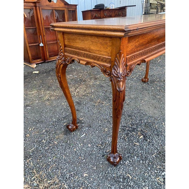 Mid 20th Century Chippendale Style Carved Mahogany Fold-Top Table With Three Extension Boards For Sale - Image 9 of 12