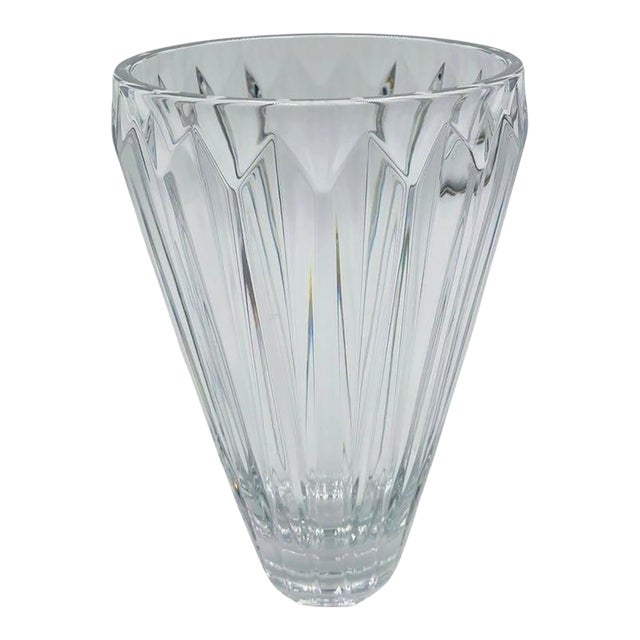 1980s Iconic Kosta Boda Signed Crystal Vase, Swedish Art Glass, Mid-Century Modern For Sale