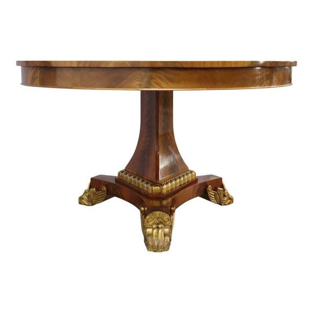 South African Custom Made Pierre Cronje Flame Mahogany & Gilt Wood Round Table For Sale - Image 4 of 8