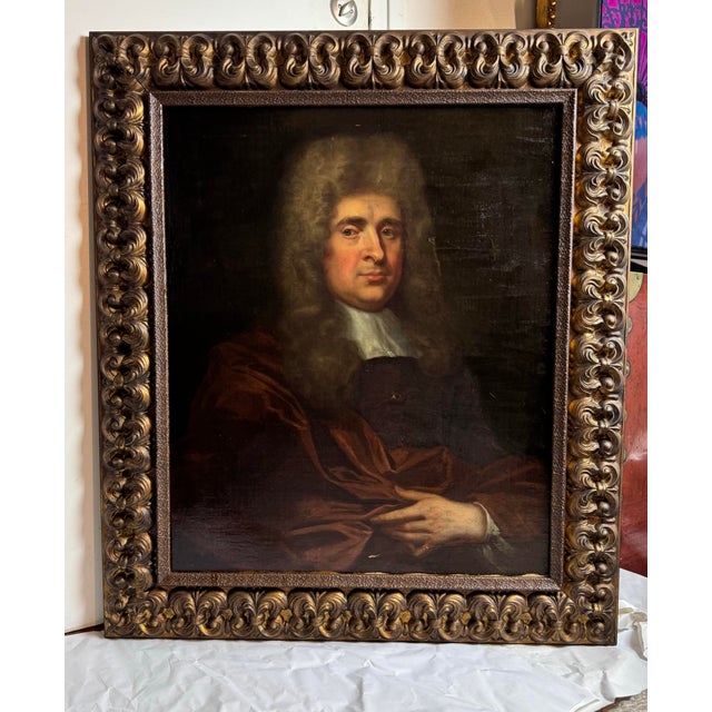 Wood Early 18th Century French Portrait Painting, Circle of Jean Baptiste Van Loo For Sale - Image 7 of 9