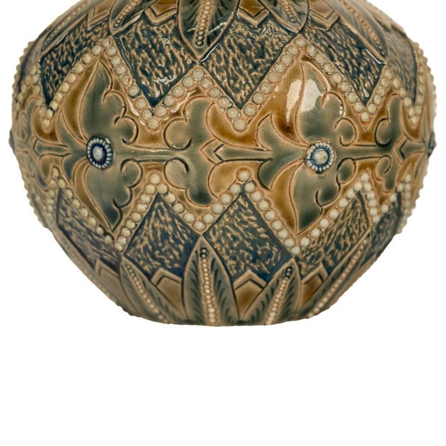 Antique Aesthetic Movement Doulton Lambeth Stoneware Vase Elizabeth Atkins 1883 For Sale - Image 12 of 13