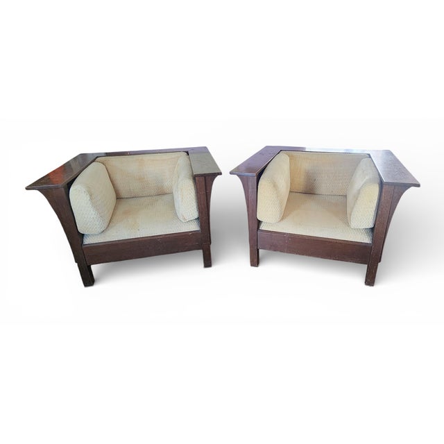 Pair 1990s Stickley Quartered Oak Mission Arts & Crafts Prairie Armchairs For Sale In New York - Image 6 of 18
