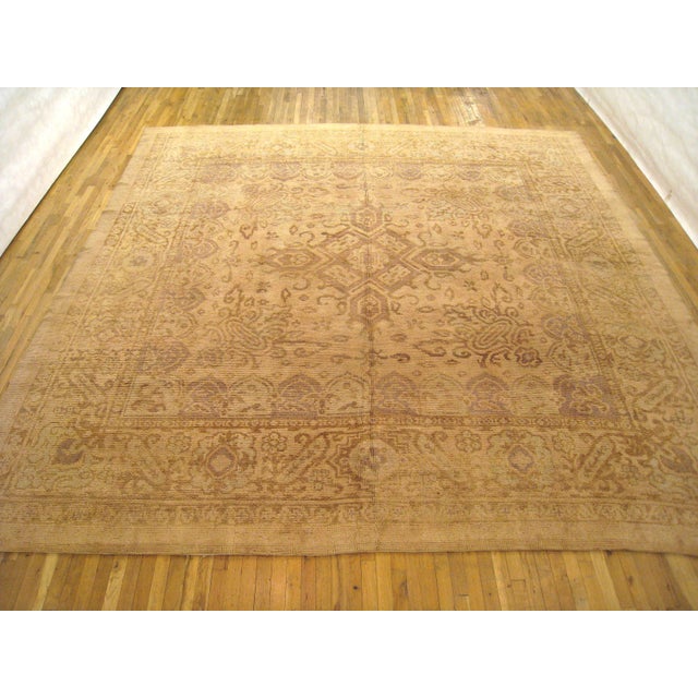 Antique Spanish Savonnerie rug, Room size, circa 1920 A one-of-a-kind antique European Savonnerie Oriental Carpet, hand-...