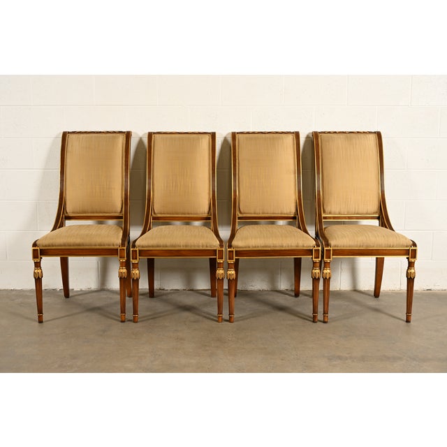 Karges French Regency Louis XVI Carved Walnut and Gold Gilt Dining Chairs | Set of Four For Sale - Image 14 of 14