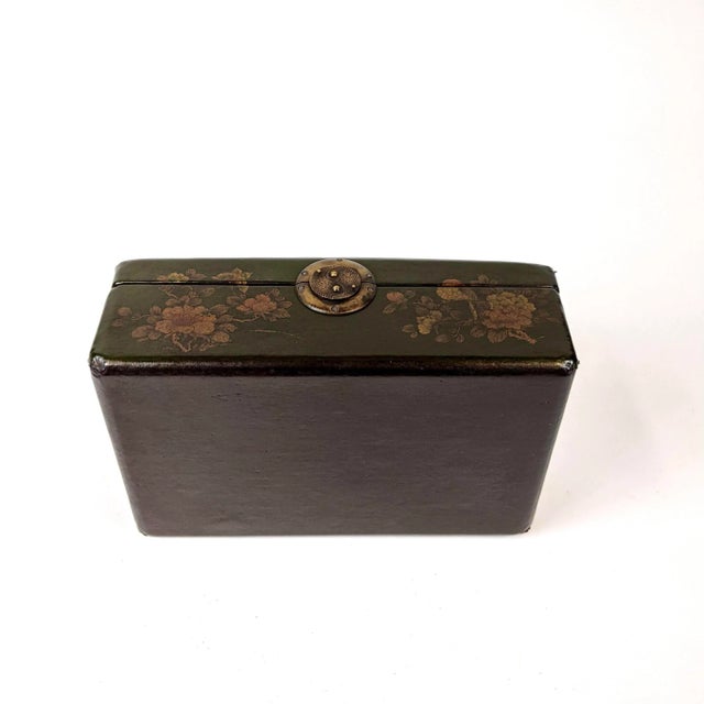 Mid 20th Century 20th Century Painted Lacquered Leather Bounded Rectangular Jewelry Box For Sale - Image 5 of 8