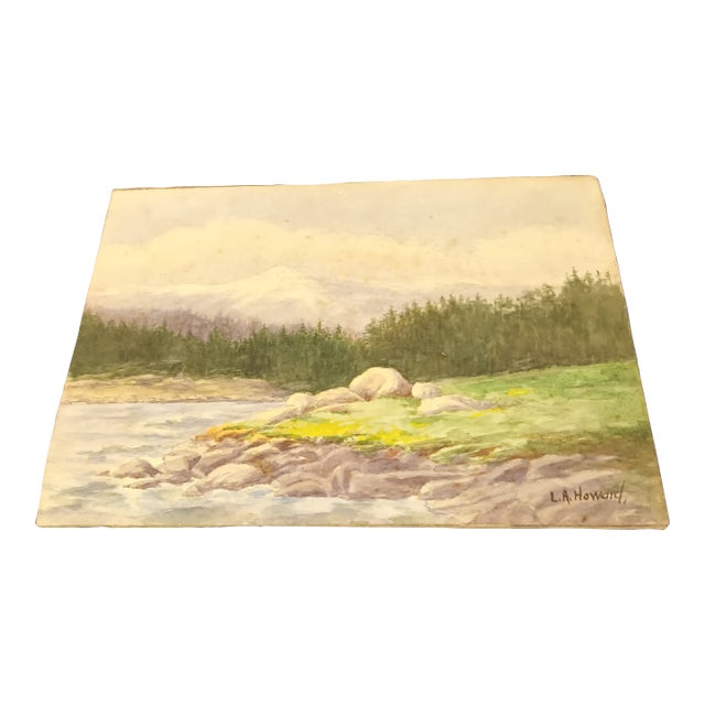 1910s Esquimalt Harbor b.c. Canada Painting Lillian a Howard Santa Cruz, Ca Artist For Sale