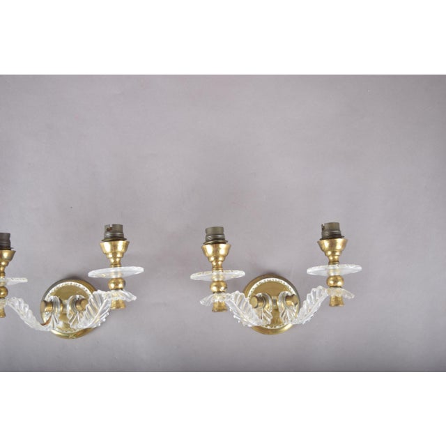 1970s Acrylic and Brass Double-Arm Wall Sconces, 1970s, Set of 2 For Sale - Image 5 of 11