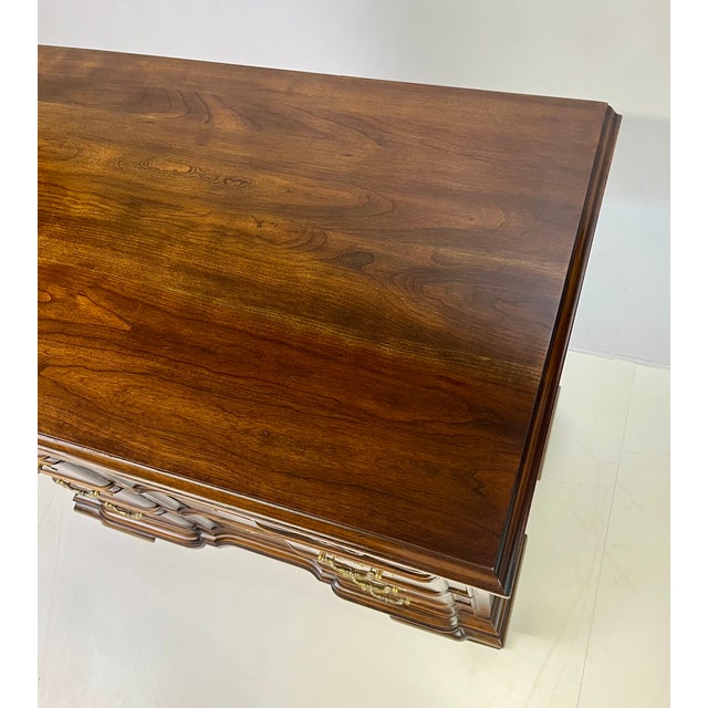 Vintage Chippendale Style Block-Front Solid Cherry Bachelor's Chest by Harden For Sale - Image 16 of 18