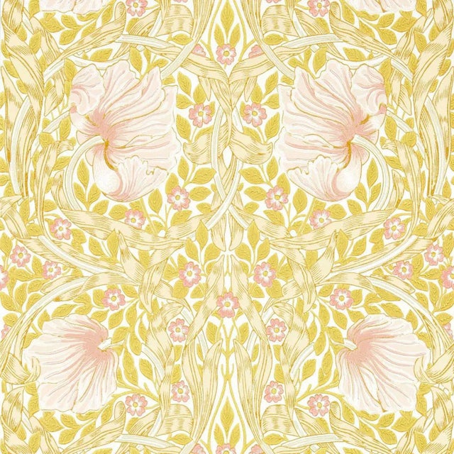 Morris & Co Pimpernel Wallpaper in Sunflower/Pink - a Sample For Sale