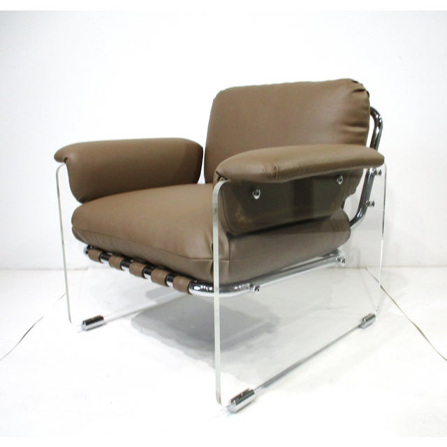 Pace Argenta Upholstered and Lucite Lounge Chairs for Pace Collection For Sale - Image 9 of 17