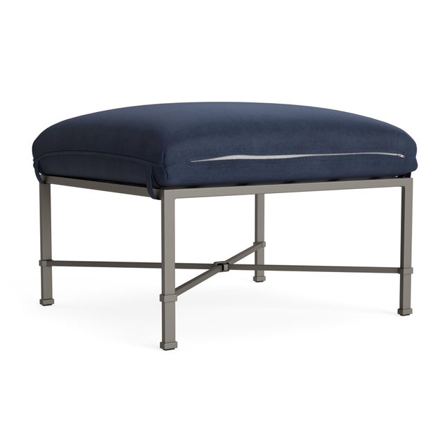 Not Yet Made - Made To Order Brown Jordan Venetian Ottoman, Mica frame with Fusion Neptune fabric For Sale - Image 5 of 11