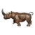 Vintage Gilt Accent Bronze Rhinoceros Sculpture, Textured Rhino Statue For Sale