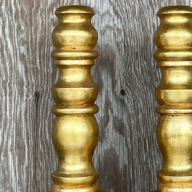 Vintage Gilt Turned Wood Candlesticks- a Pair For Sale - Image 11 of 12