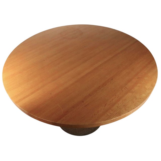 Brown Mid Century Round Cafe Style Bistro Dining Table With Cast Iron Base For Sale - Image 8 of 9