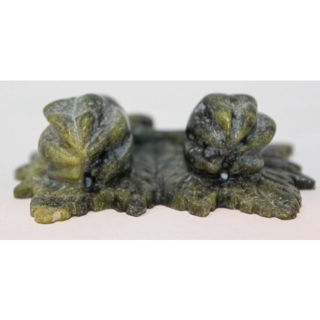 Vintage Chinese Jade Hand Carved Stone Amulet With Acanthus Flowers and Leaves For Sale - Image 11 of 13