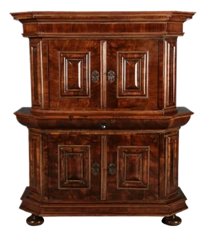 Antique Baroque Wave Top Cabinet in Walnut, 1720