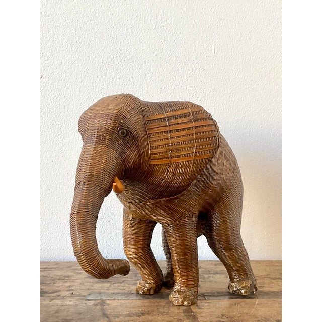 Mid Century Shanghai Weave Elephant Basket For Sale - Image 4 of 12