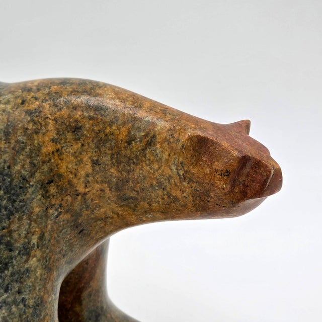 Stone Christopher Olivier Signed Carved Stone Bear Sculpture, 1998 For Sale - Image 7 of 10