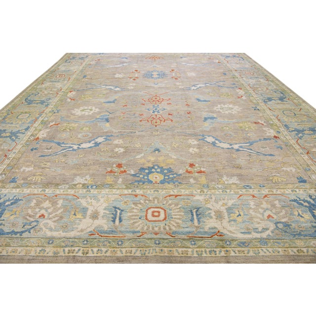 Modern Modern Sultanabad Brown Handmade Oversize Wool Rug With Allover Design For Sale - Image 3 of 7