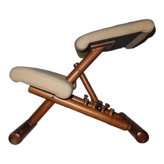 Vintage 1970s Norwegian Ergonomic Kneeling Chair in Original Fabric For Sale