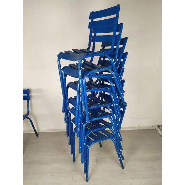 Blue Metal Dining Chairs, Set of 14 For Sale - Image 6 of 18