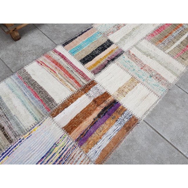 Off-white Vintage Anatolian Wool Runner Rug For Sale - Image 8 of 10