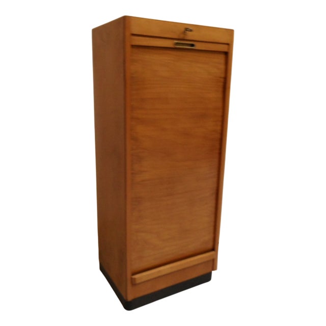 Vintage Filing Cabinet with Roller Shutter, 1930s For Sale