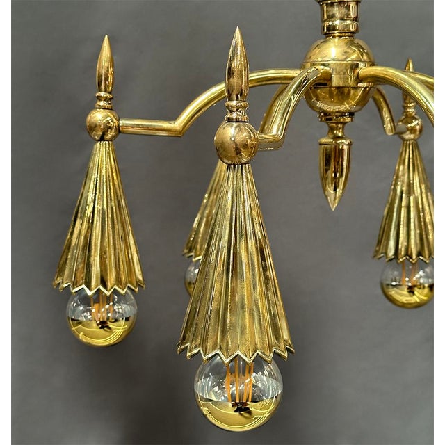 1910s Brass Chandelier attributed to Dagobert Peche, 1915 For Sale - Image 5 of 8