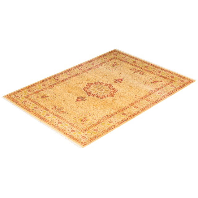 Yellow Mogul, One-of-a-Kind Hand-Knotted Area Rug - Yellow, 4' 8" x 6' 5" For Sale - Image 8 of 8