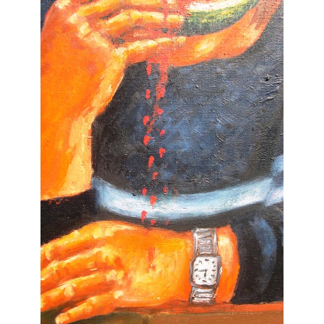 Peter Loeding, Workers on Their Lunch Break, 1980s, Oil Painting on Canvas, Framed For Sale - Image 6 of 9