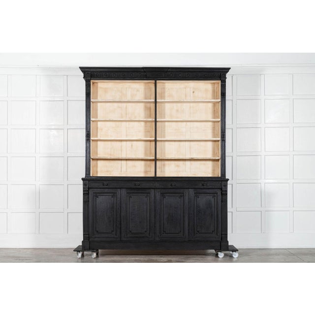 Large English Bookcase in Bleached Carved Oak, 1890 For Sale - Image 12 of 18