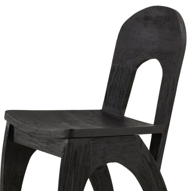 2020s Modern Black Round Back Wood Dining Chair For Sale - Image 5 of 7
