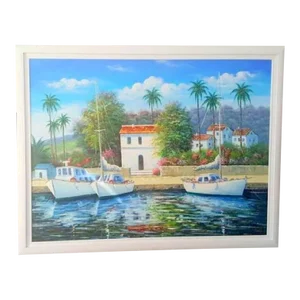 Late 20th Century Seaside Ocean Oil Painting on Canvas Signed by W. Chapman
