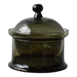 Vintage 3-Piece Smoke Glass Lidded Vessel, Circa 1960s