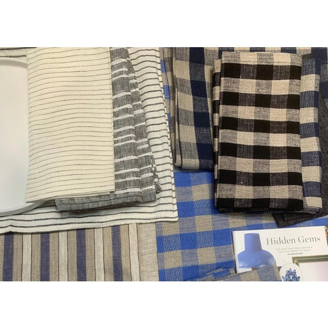 Contemporary Plum Textiles Wales Check Ebony Linen For Sale - Image 3 of 4