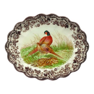 Spode Woodland Oval Fluted Dish 14.5", Pheasant For Sale