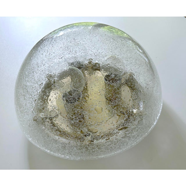 Vintage Flush Light / Sconce featuring a large glass dome with hundreds of bubbles inserts, mounted on a bronze enameled...