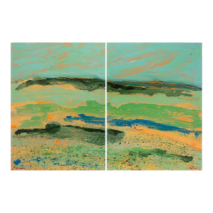 1980s Abstract Acrylic Landscape Diptych by Harry Hilson