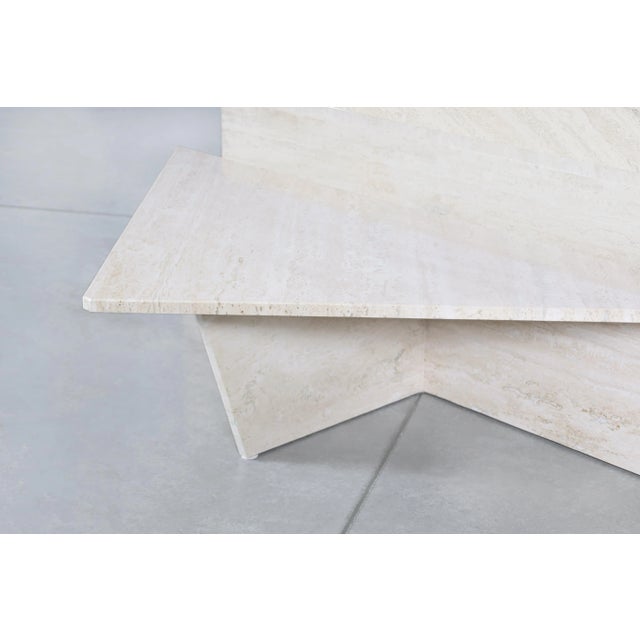 Mid-Century Modern Vintage Italian Modern Two-Piece Travertine Coffee Table by Up & Up, 1970s For Sale - Image 3 of 12