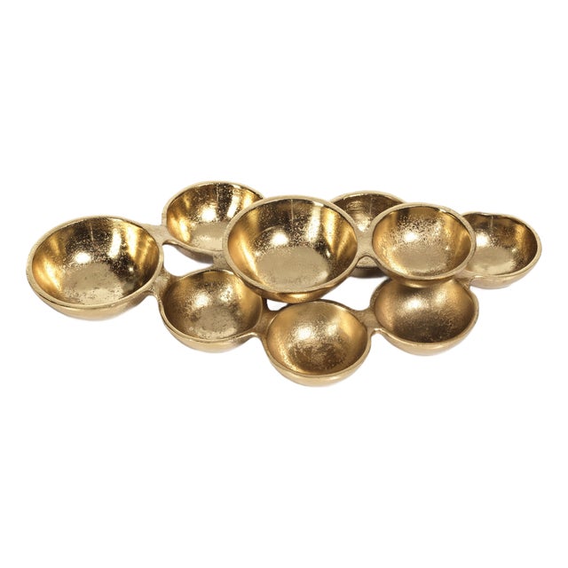Ohanna 13" Long Cluster of 9 Serving Bowls- Dark Gold For Sale