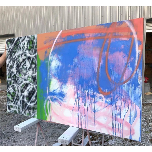 Blue Mirtha Moreno, Abstract Expressionist Painting on Panel Titled "Crossroads", 2020 For Sale - Image 8 of 10