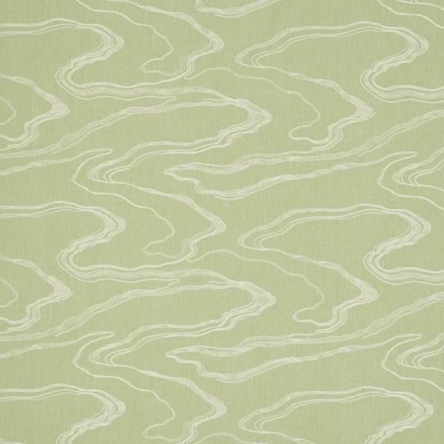 Schumacher Desert Wind Embroidery Fabric In Fern For Sale