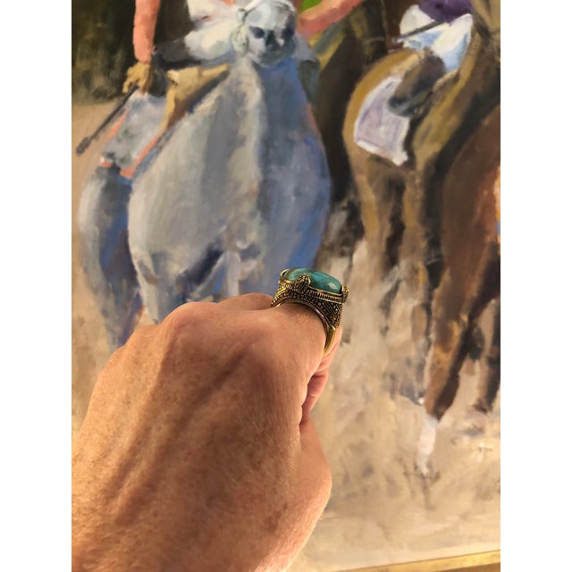 1990s Barse Turquoise Gold Ring (Unisex), Size 10.5 For Sale - Image 11 of 12
