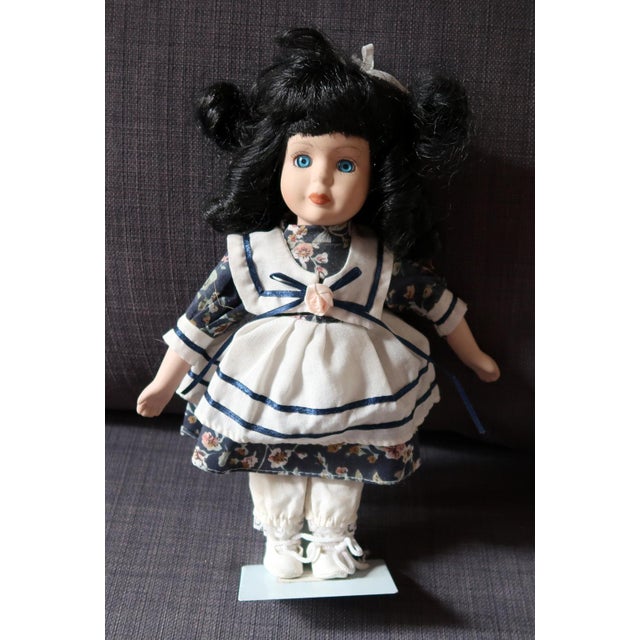 Ceramic Elegant Vintage Porcelain Doll, Blue and White Beauty From the 20th Century For Sale - Image 7 of 9
